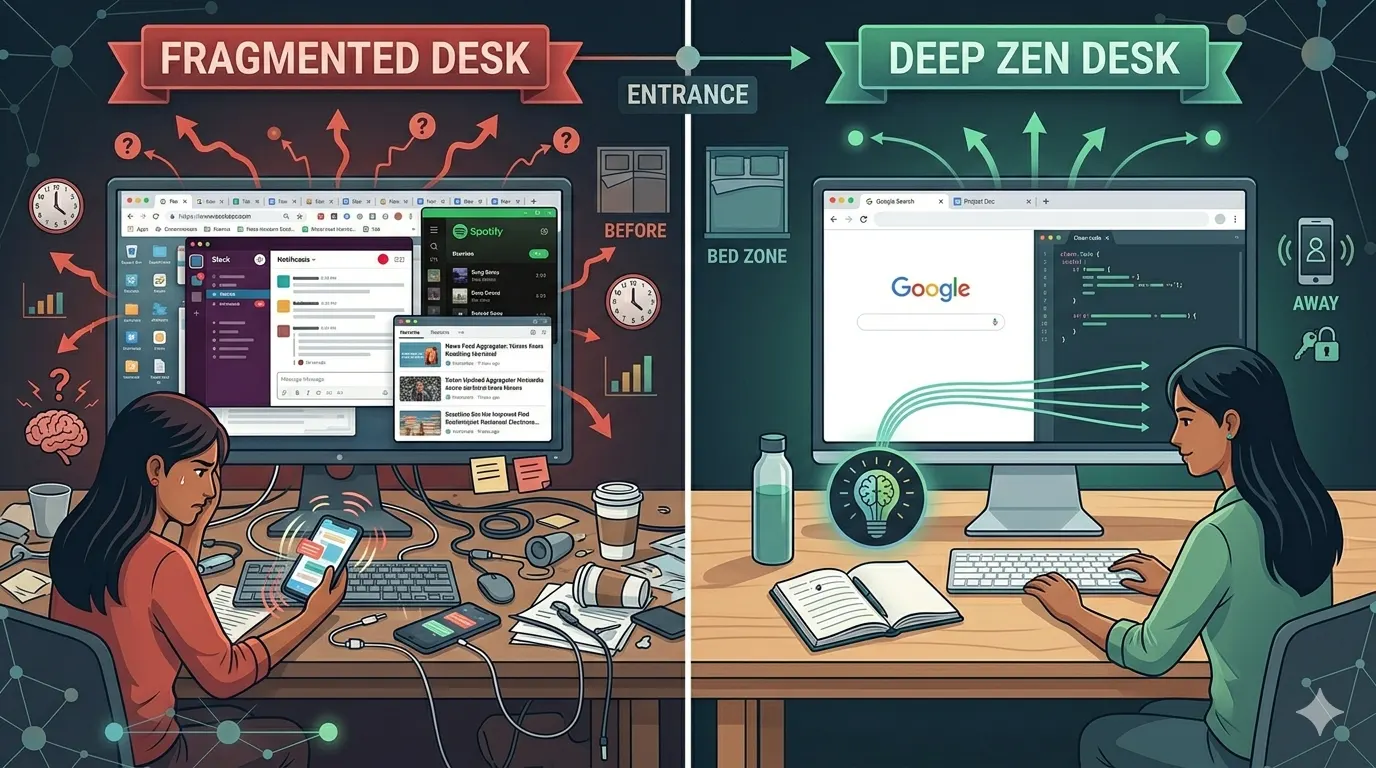 Fragmented Desktop vs Deep Zen Desktop Setup