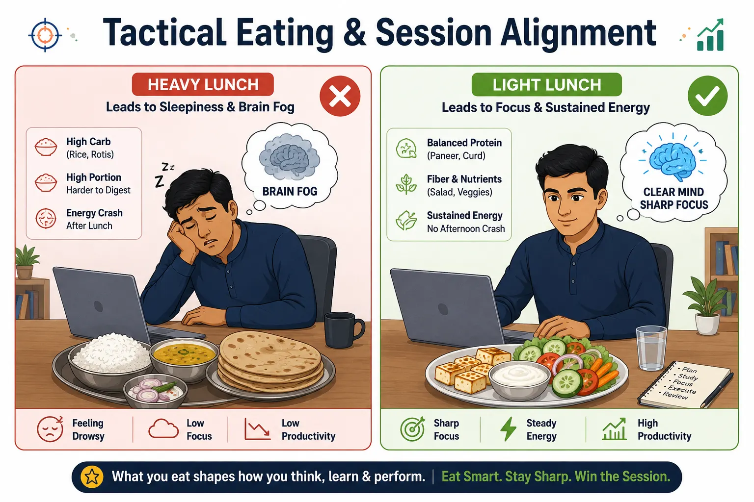 Heavy Lunch vs Tactical Eating Comparison