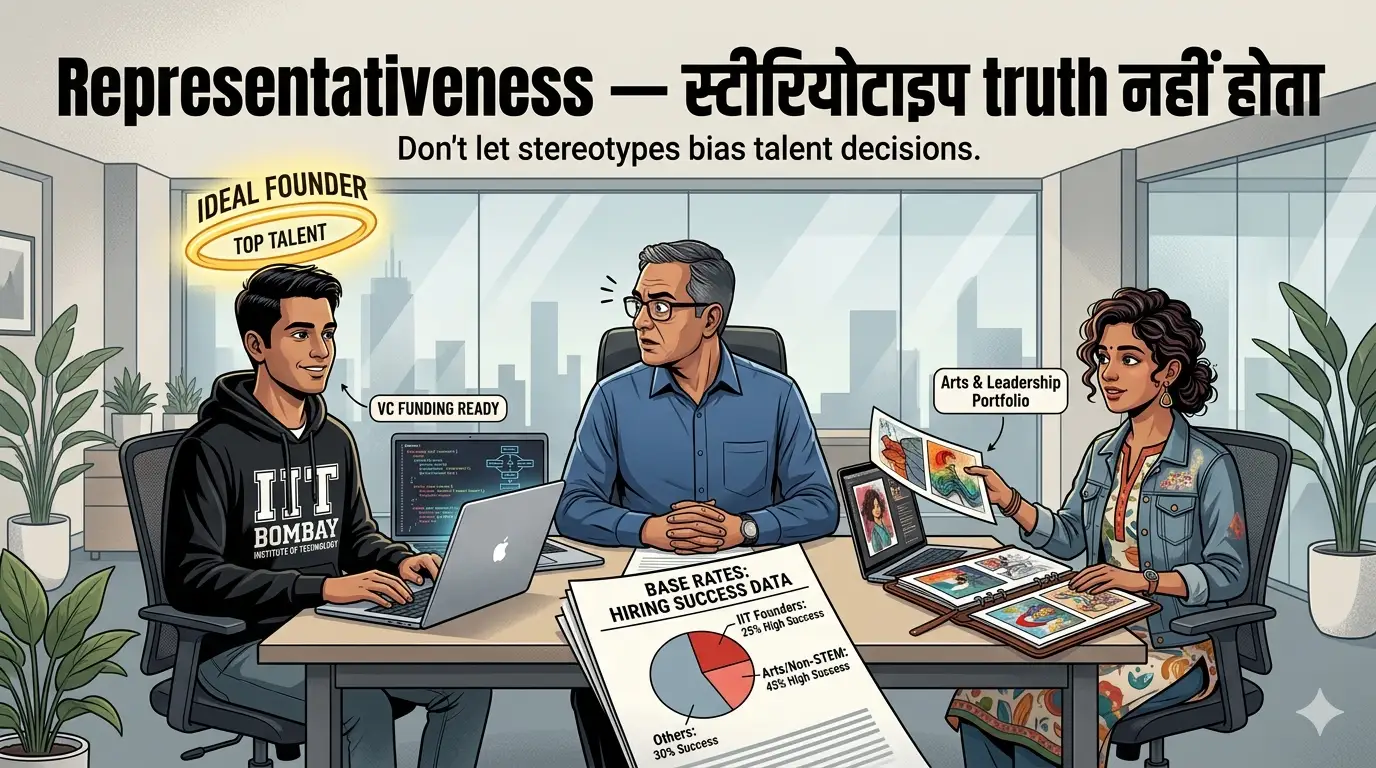 Thinking, Fast and Slow Summary in Hindi — Complete Guide | System 1, System 2 और 10 Cognitive Biases का संपूर्ण विश्लेषण 6 Representativeness Heuristic and Stereotypes Diagram