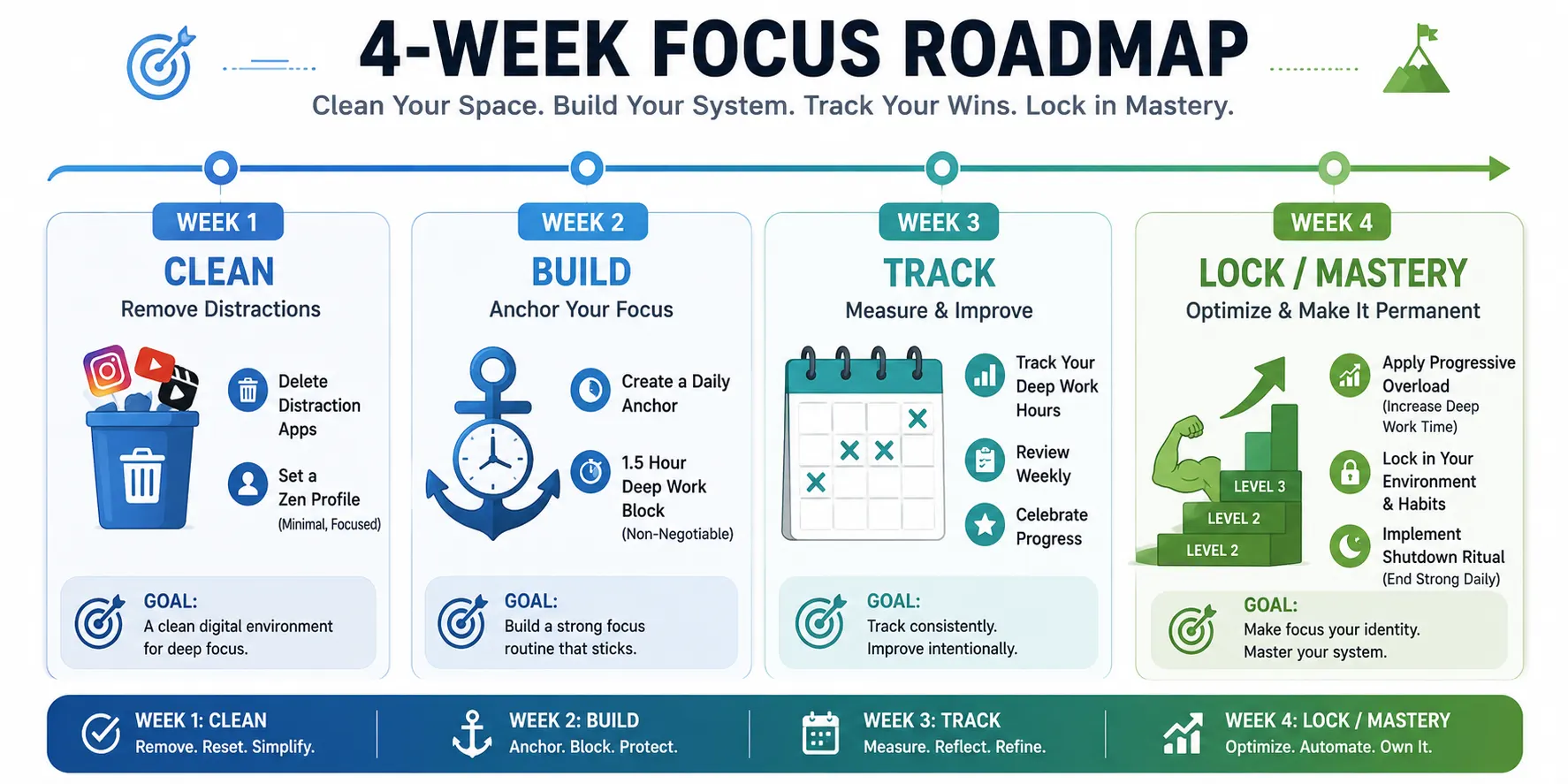 30-Day Deep Work Challenge Timeline