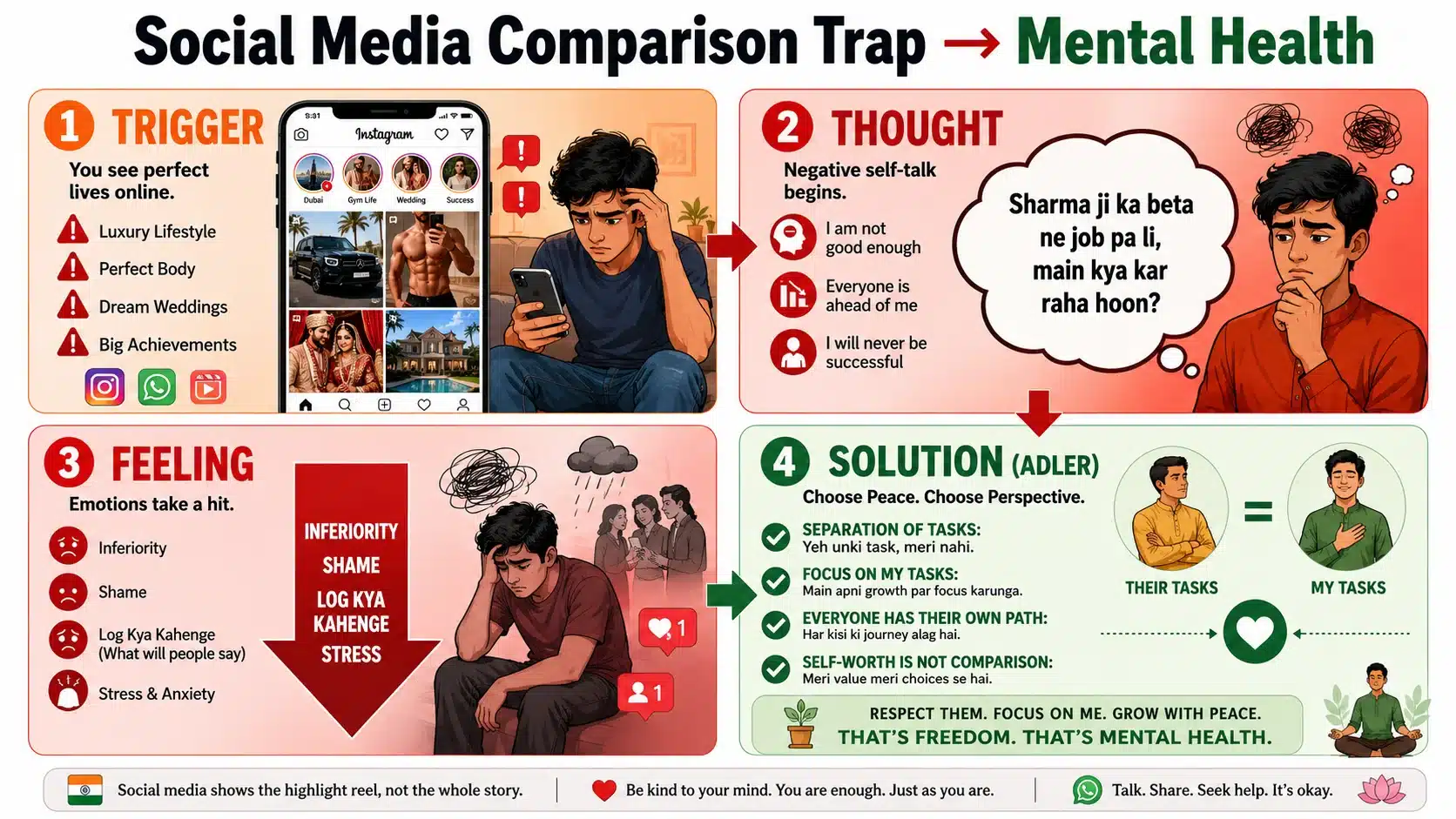 Social Media Comparison Trap and Mental Health Infographic Guide