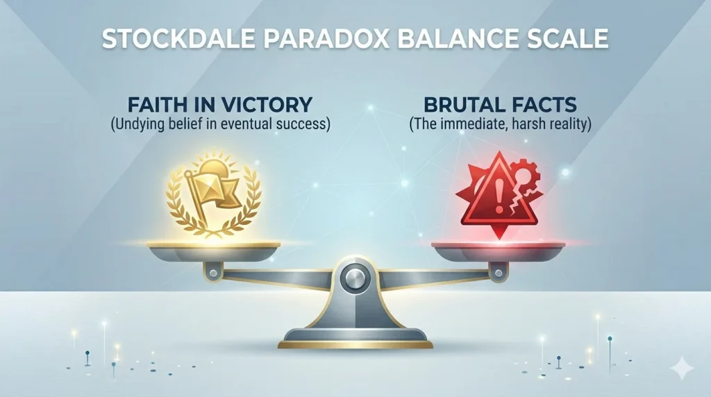 Good to Great Summary in Hindi — Jim Collins की किताब से सीखें कैसे एक साधारण कंपनी महान बनती है (Master Guide) 5 The Stockdale Paradox Faith Reality