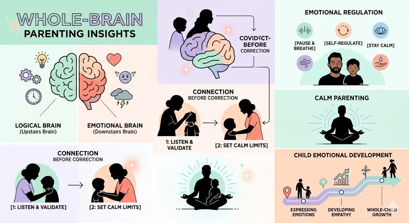 The Whole Brain Child Summary in Hindi – बच्चों की हार्मोनियस परवरिश के लिए 12 Brain‑Friendly तरीके 3 The Whole-Brain Child Parenting Concepts Explained
