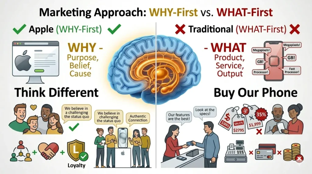 Start With Why Hindi Summary: Simon Sinek की Leadership और Business Growth की Ultimate Guide (2026 Edition) 3 Apple Concept Start With Why Summary in Hindi